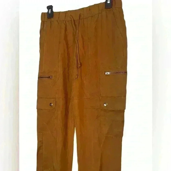 Banana Republic Tencel Cargo Jogger Pant Deep Camel XS Comfy Soft Relaxed - Picture 2 of 11